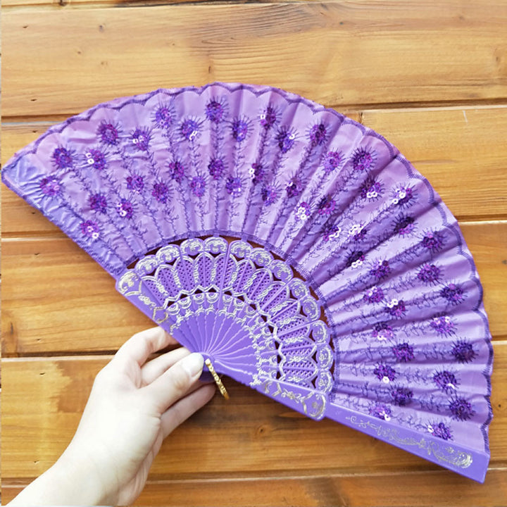 Women's high-quality lace fan with artistic floral motifs Stornfield