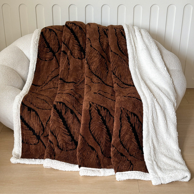 Plush Leaf Pattern Throw Blanket