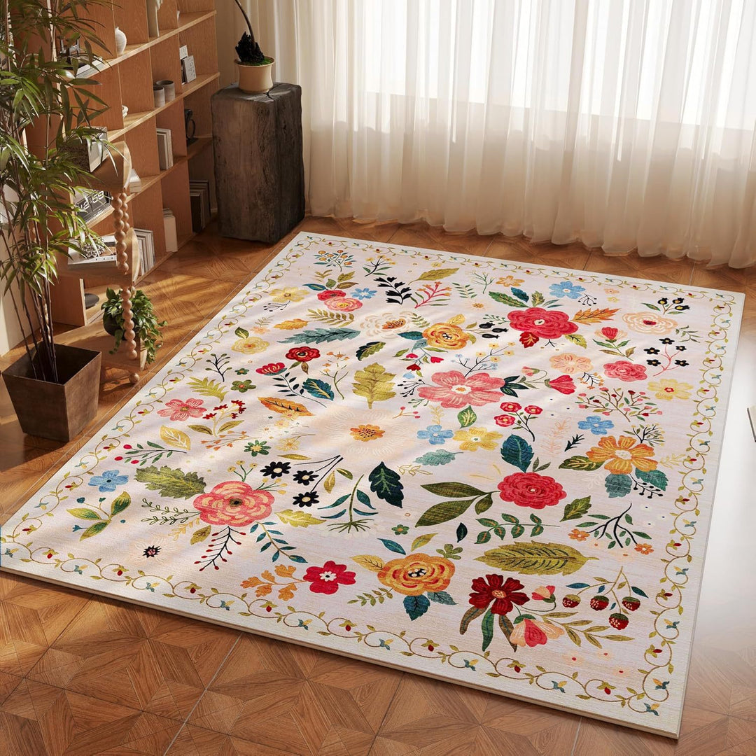 Floral Print Area Rug