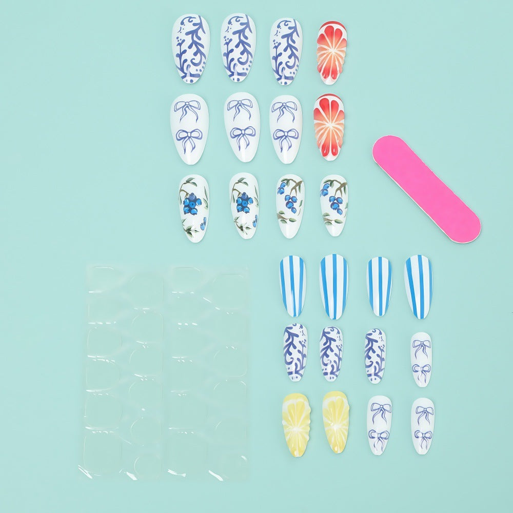 Artificial Nail Set with Handcrafted Floral and Graphic Designs Stornfield