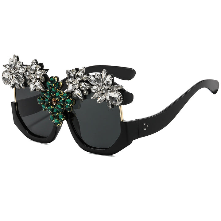 Women Glamorous Sunglasses with Sparkling Crystal Flowers Stornfield