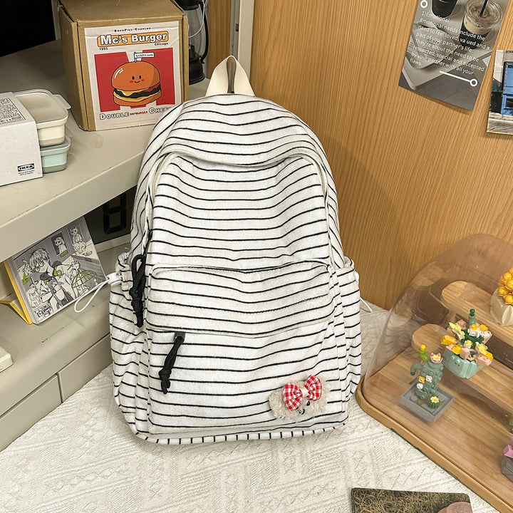 Striped Cozy Fabric Backpack Stornfield