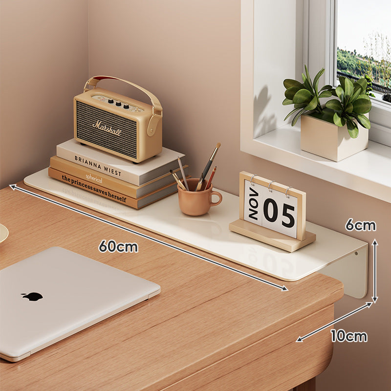 Slim Floating Wall-Mounted Desk Shelf Monitor Riser with Sleek Tempered Glass Surface