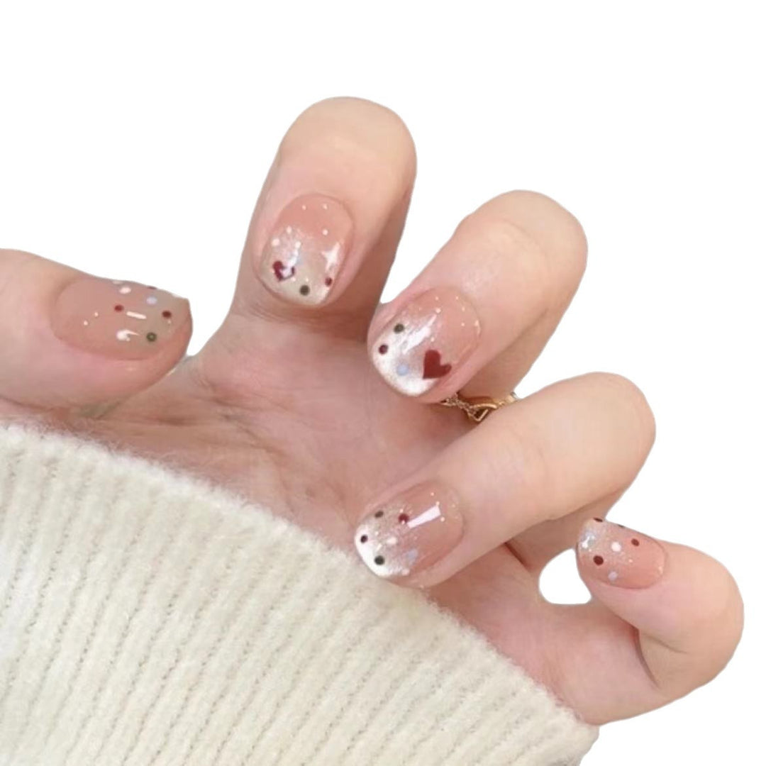 Artistic Heart-Designed Press-On Nail Set Stornfield