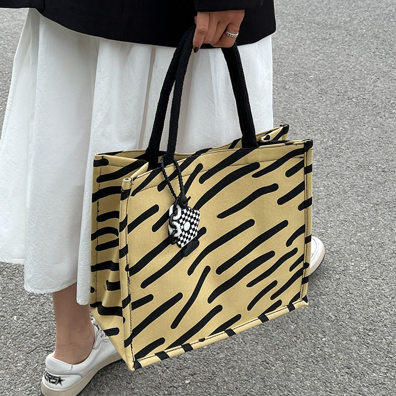 Graphic Print Canvas Tote Bag