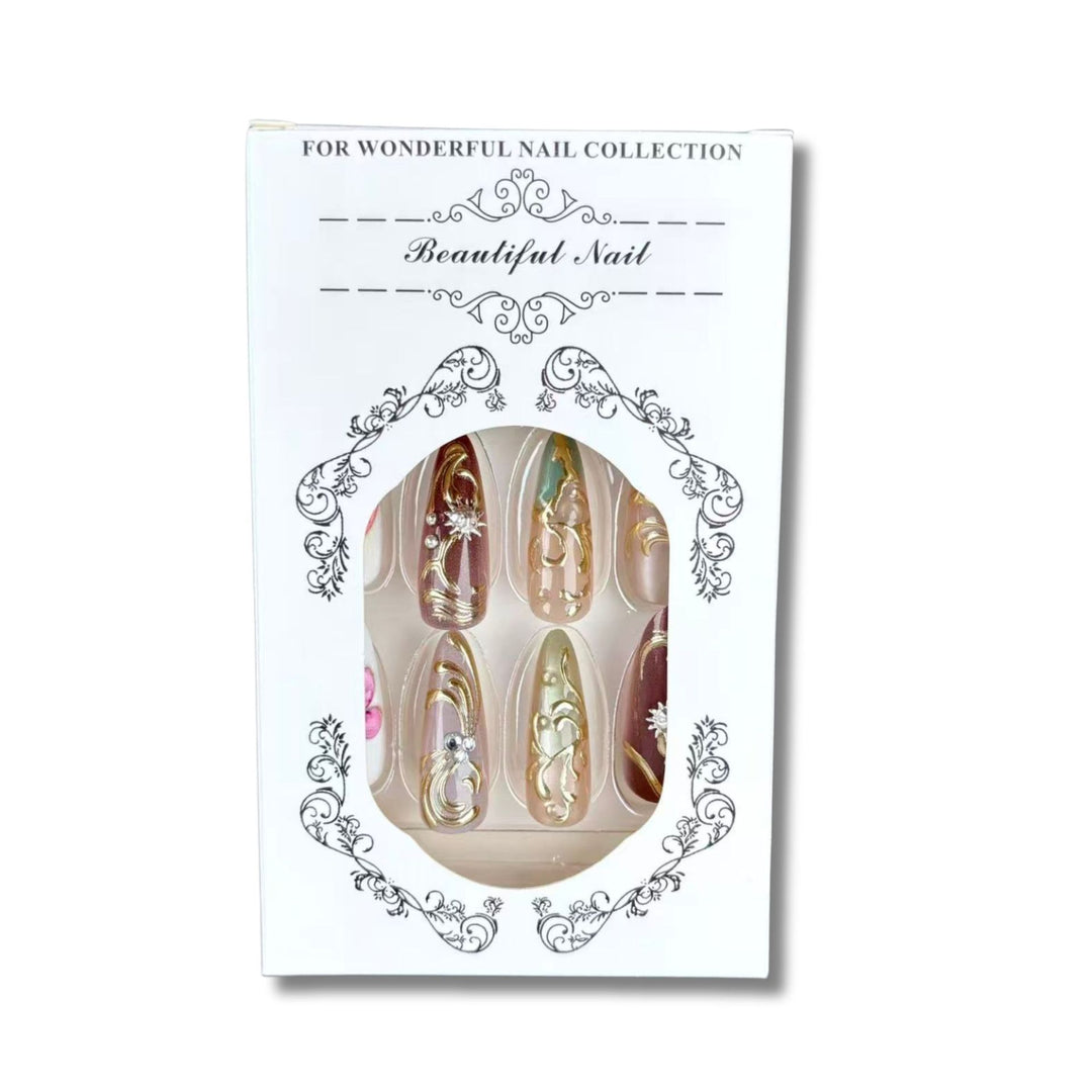Elegant Floral-Design Press-On Nail Set