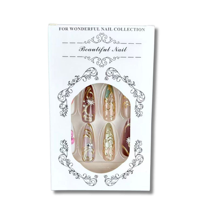 Elegant Floral-Design Press-On Nail Set