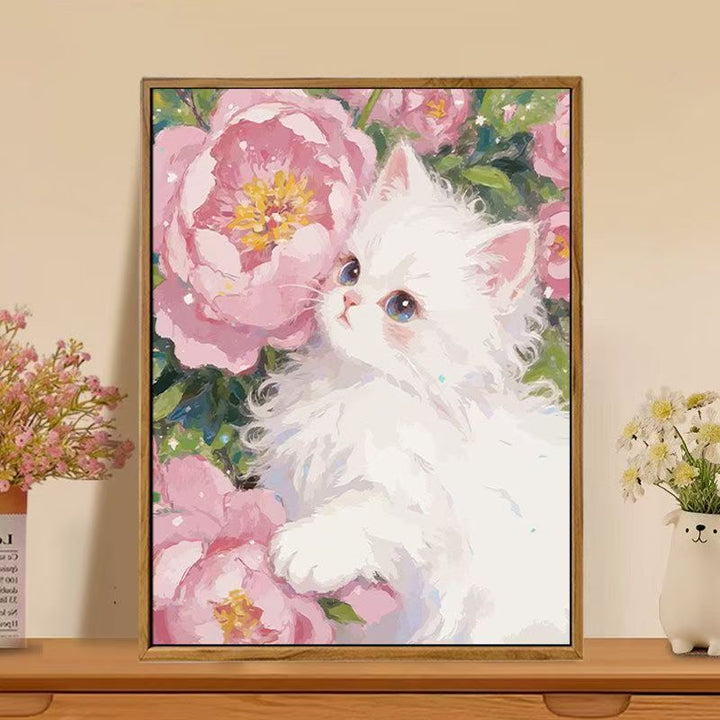 Cat-Themed Floral Wall Art Print Stornfield
