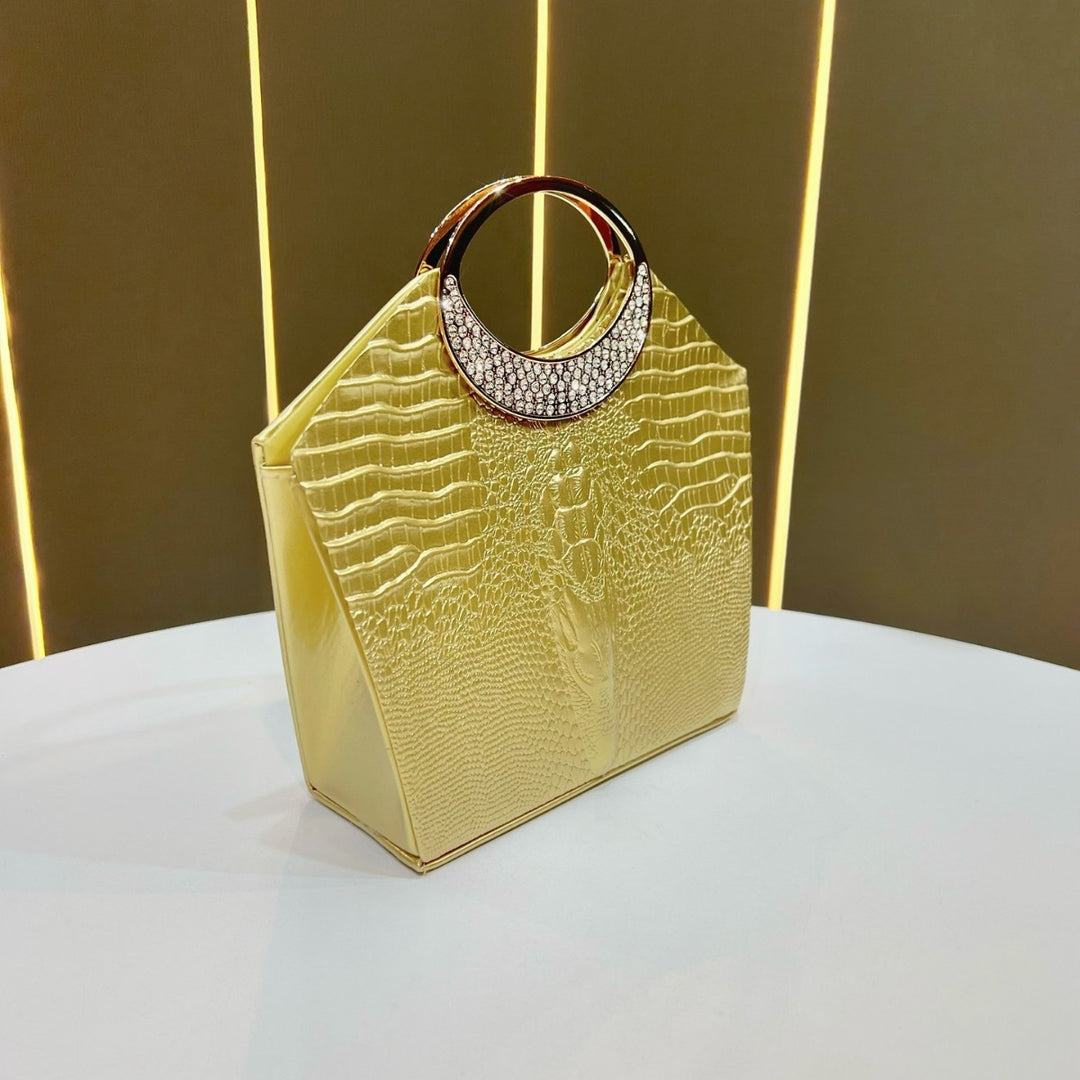 Crocodile-Effect Evening Handbag