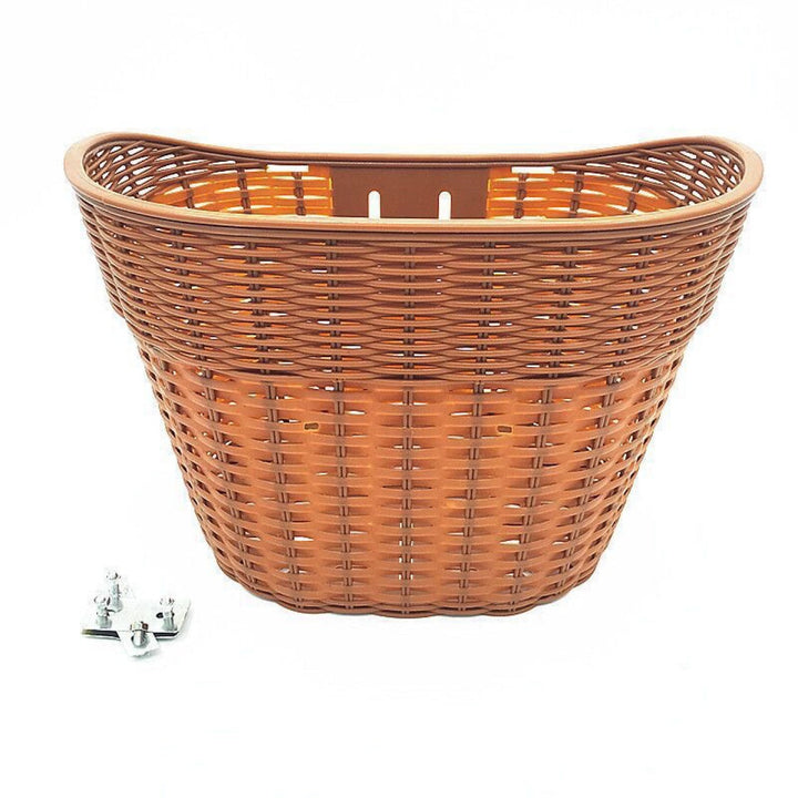 woven rattan style PVC bicycle front basket with quick release mounting Stornfield