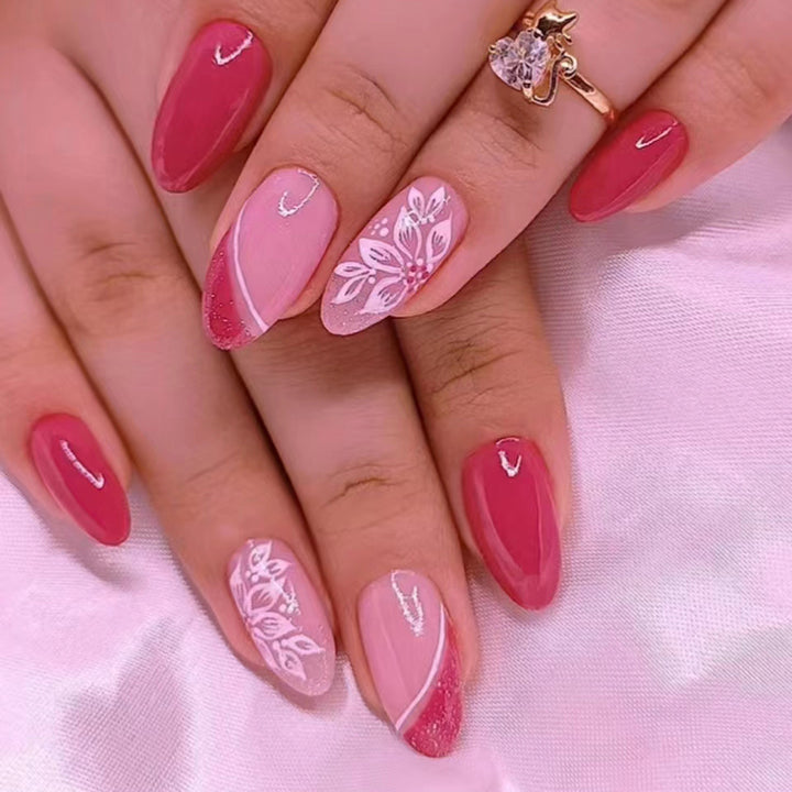 Floral Design Acrylic Nail Art