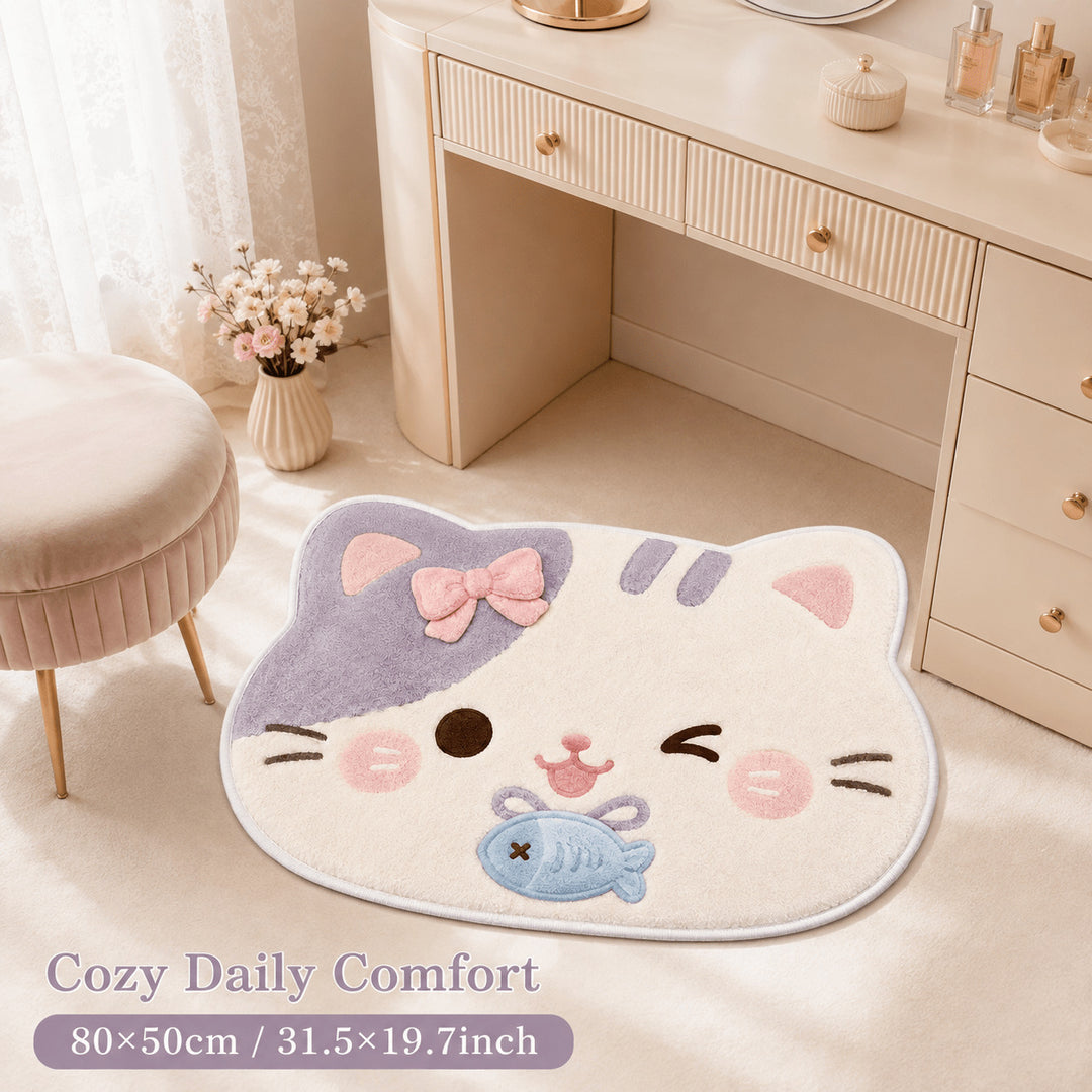 Cat-Shaped Plush Area Rug