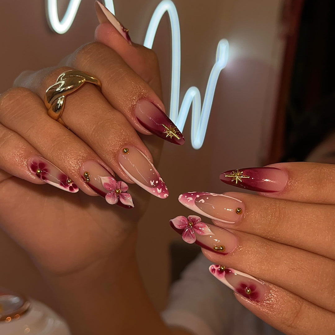 Artistic Floral Acrylic Nail Extensions Stornfield 1789915666