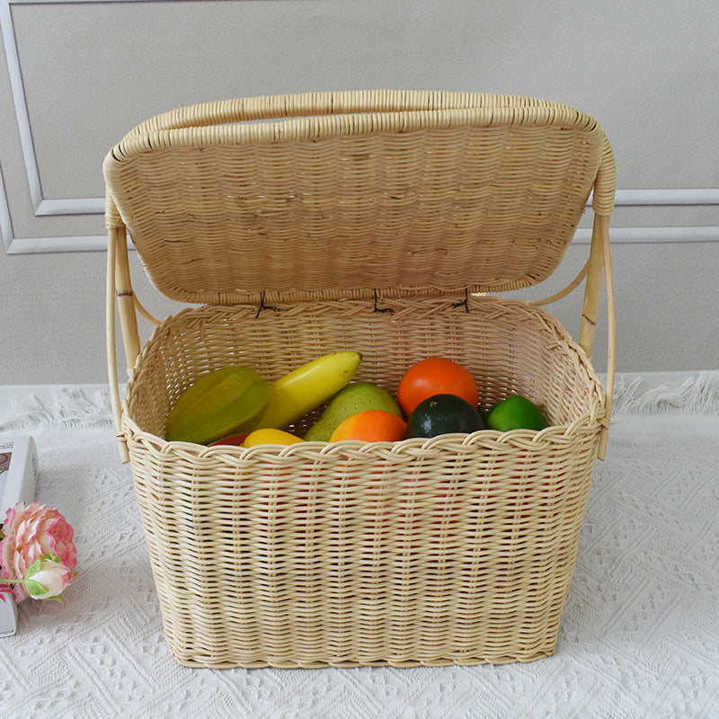 Handcrafted Woven Picnic Basket with Side Drink Holders Stornfield