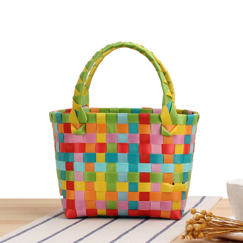 Handcrafted Tote Bag in Modern Check Pattern Stornfield