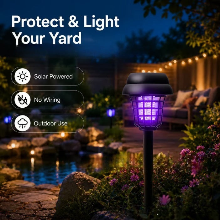 Solar Powered UV Insect Zapper Garden Stake With Integrated Solar Panel And Dusk To Dawn Sensor Stornfield