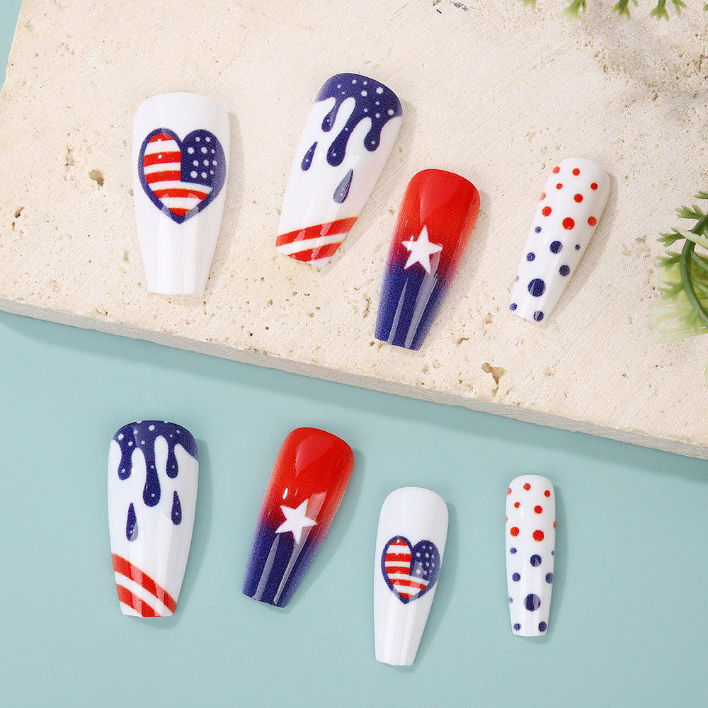 Artificial nails in patriotic heart design Stornfield