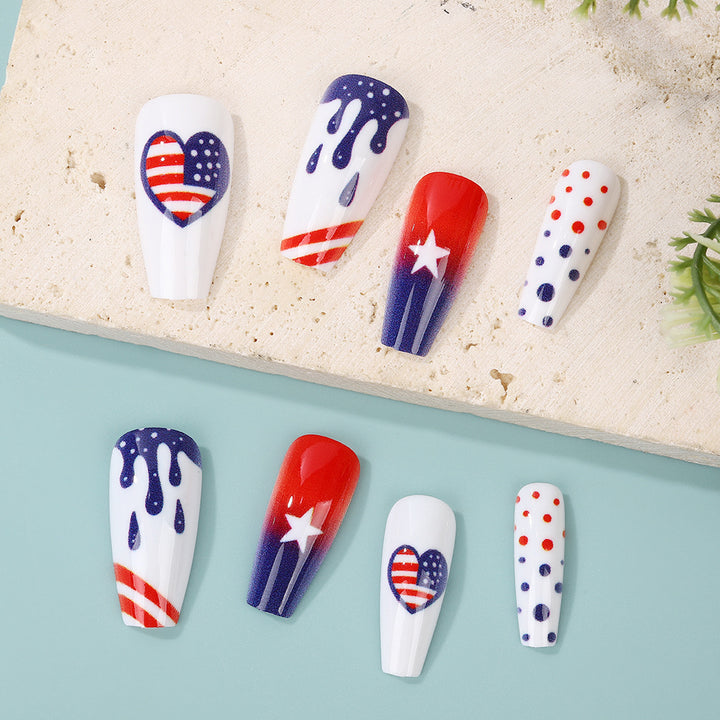 Artificial nails in patriotic heart design Stornfield