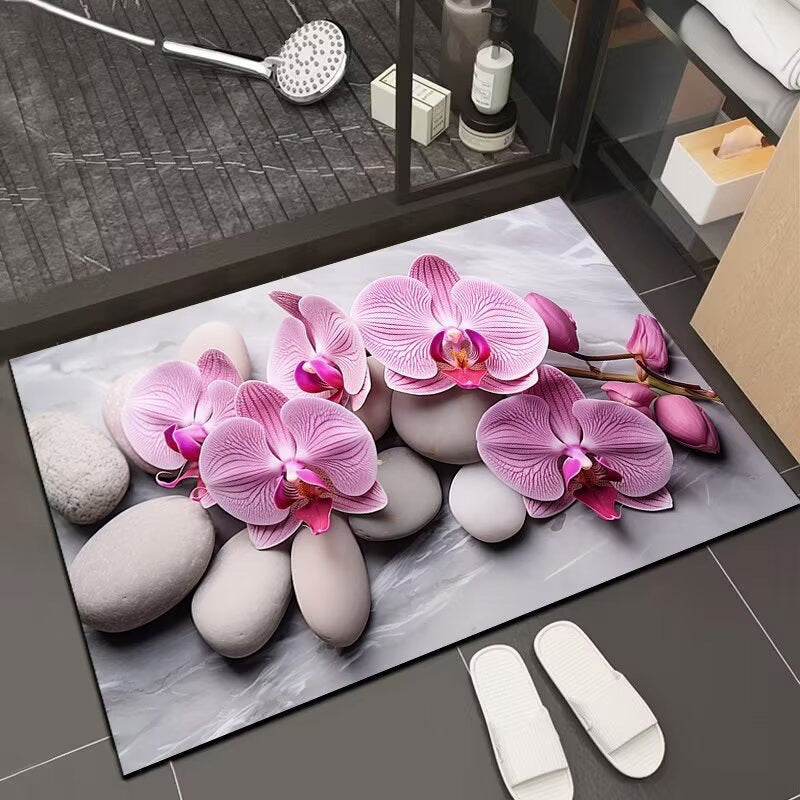 Reflective Floral Bath Mat