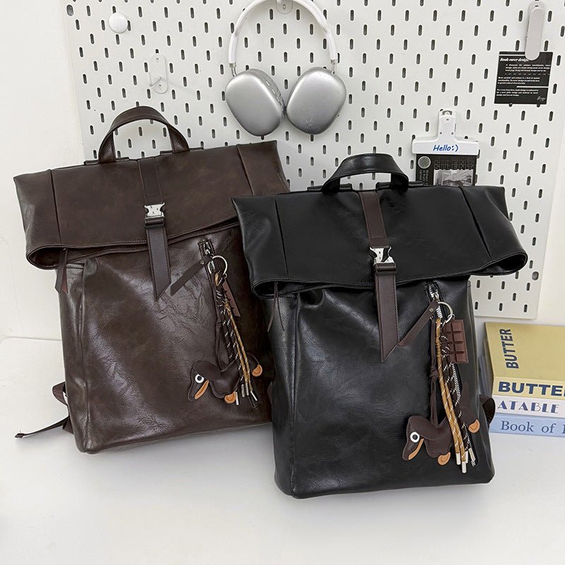 Versatile Leather Roll-Top Backpack Stornfield
