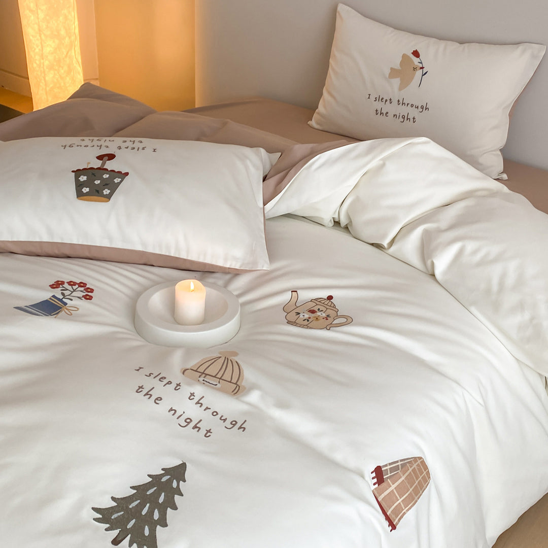 Printed Microfiber Duvet Cover and Pillowcase Set