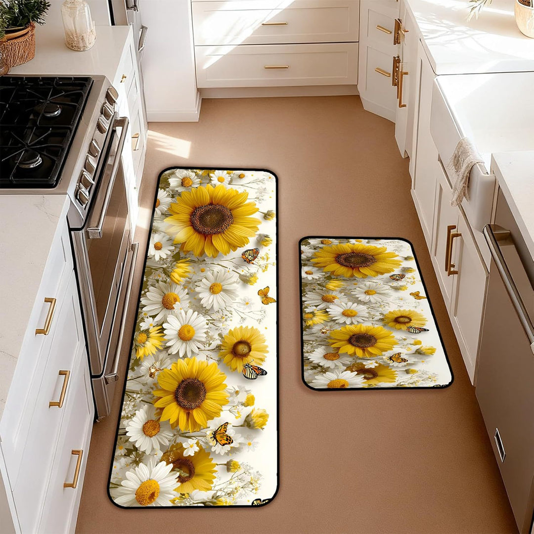 Colorful Floral Pattern Kitchen Mat Set