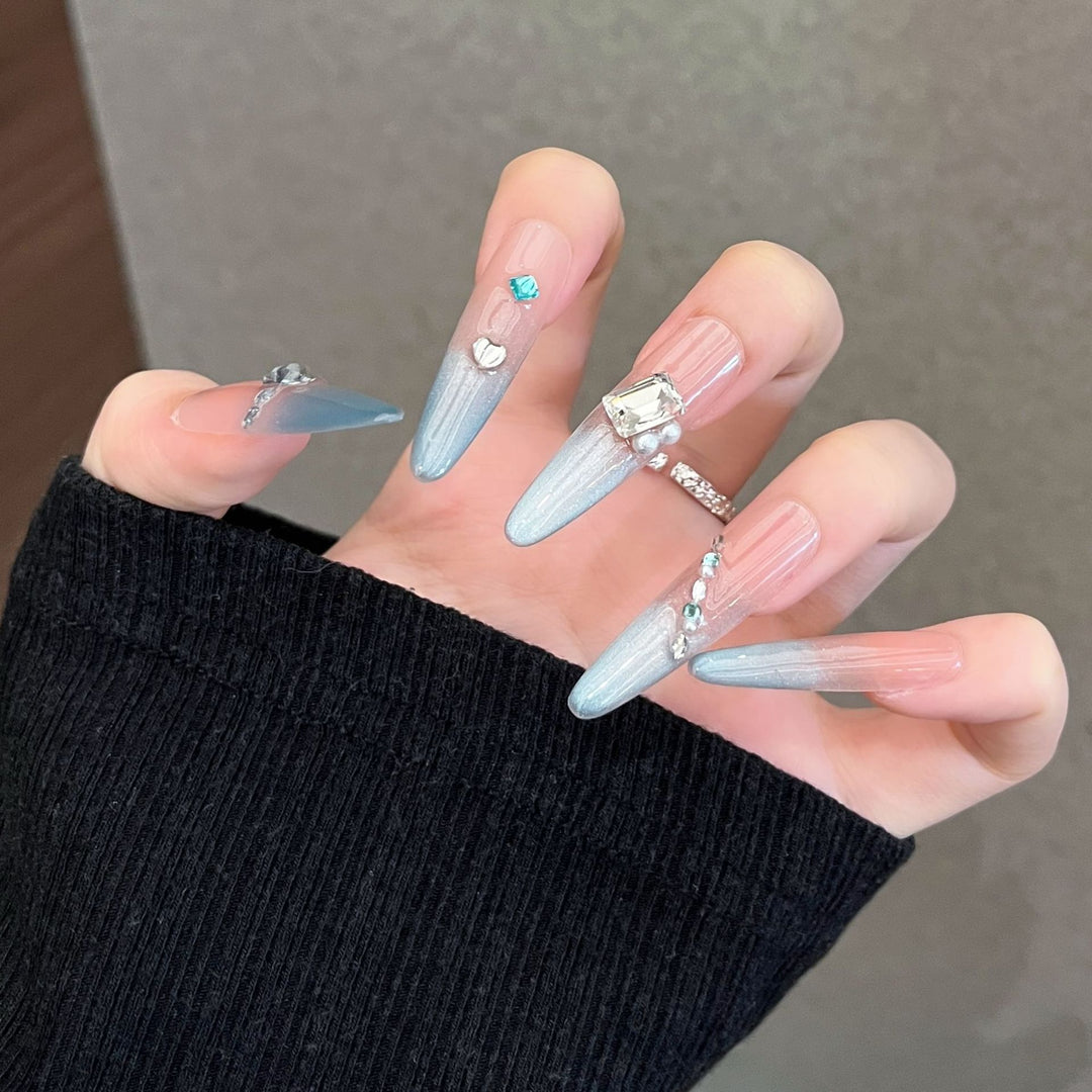 Elegant Rhinestone-Embellished Stiletto Press-On Nail Set Stornfield