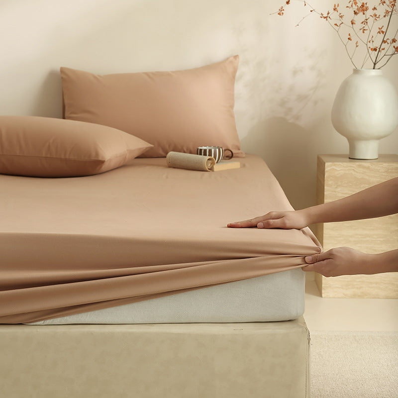 Extra deep fitted sheet with elastic all-around rubber and soft single jersey
