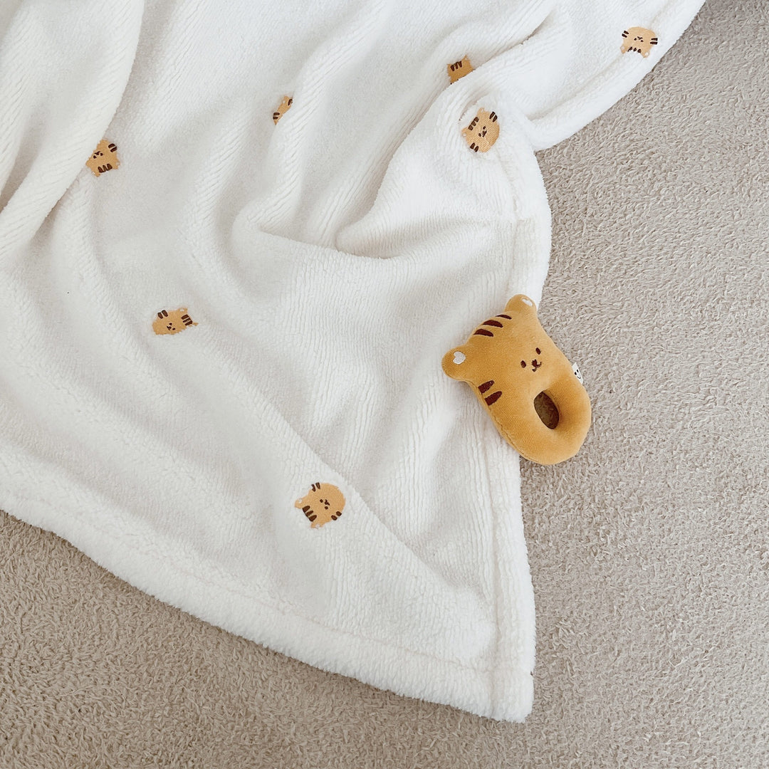 Soft Floral Embroidered Throw Blanket