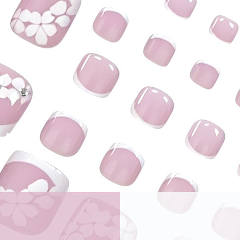 Elegant Floral French Tip Pedicure Stornfield