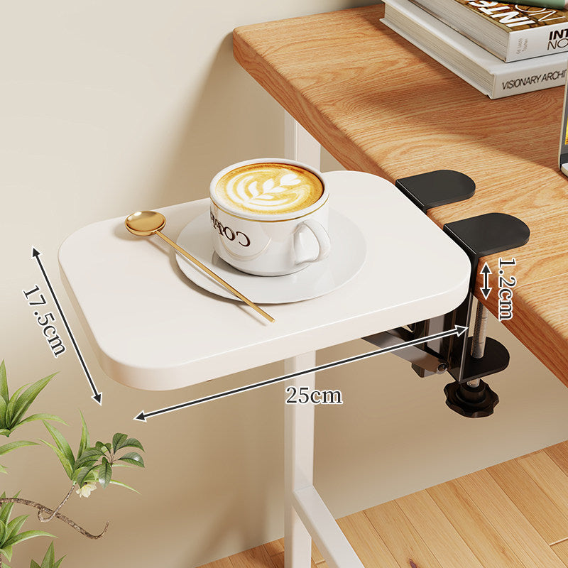Clamp-On Expandable Desk Side Table Shelf with Wide Smooth Surface and Slim Adjustable Clamp