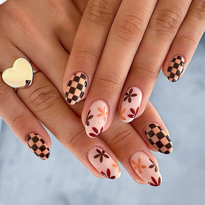 Artistic Floral and Geometric Press-On Nails