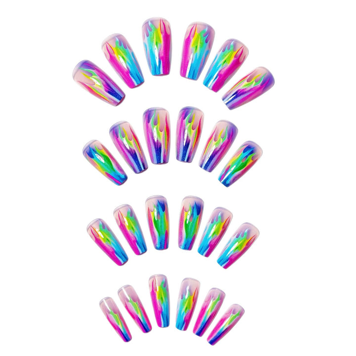 Creative Acrylic Nails with Shimmering Flame Design Stornfield