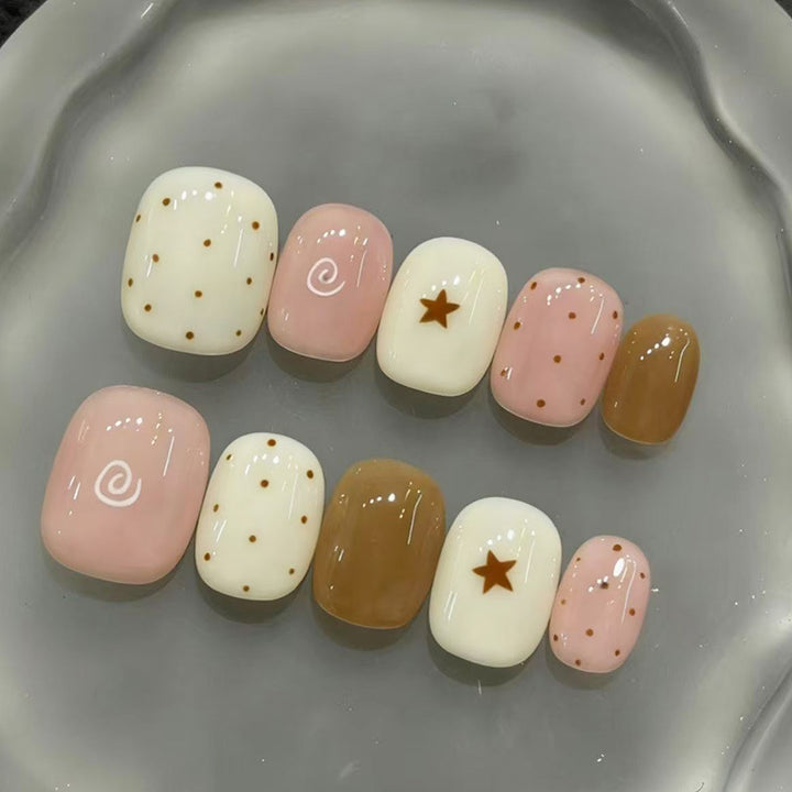 Artistic Cat-Themed Press-On Nail Art Set Stornfield