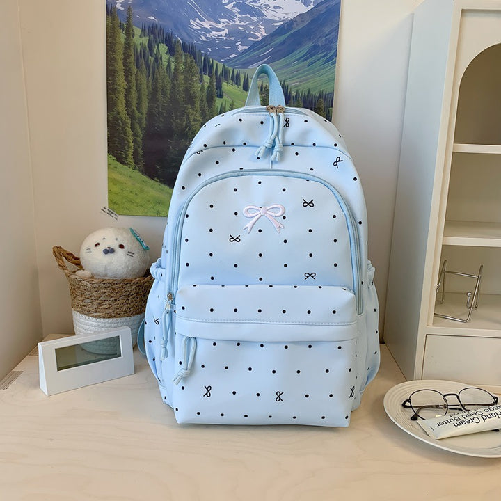 Polka Dot Design Backpack with Multi-Pocket Features Stornfield