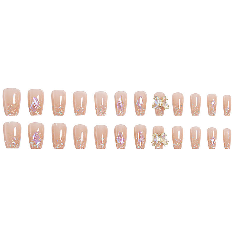Acrylic Nail Set with Glitter and 3D Butterfly Decorations Stornfield