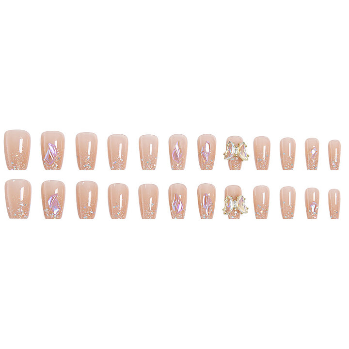 Acrylic Nail Set with Glitter and 3D Butterfly Decorations Stornfield