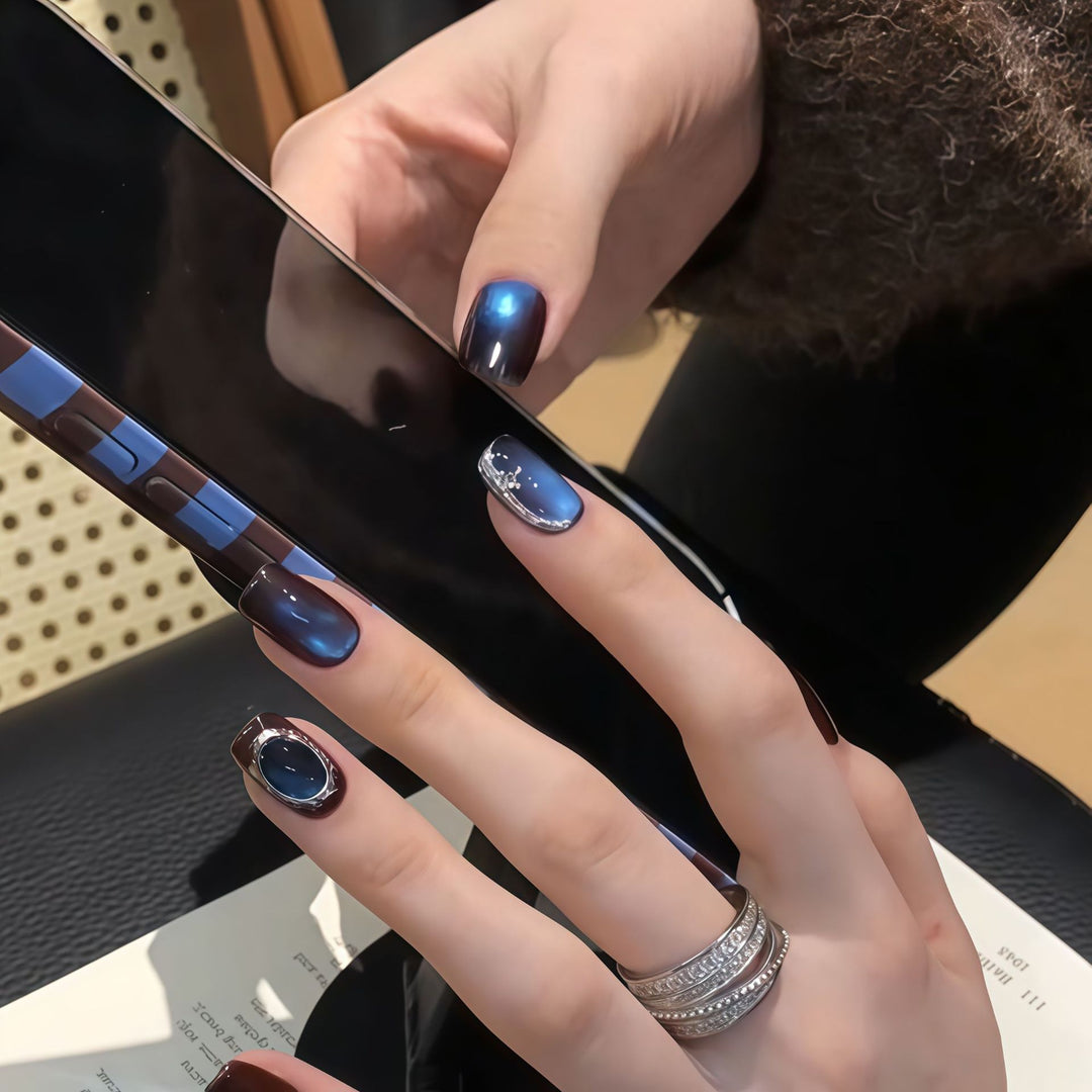 Artificial nails in elegant ombre style with crystal embellishments Stornfield