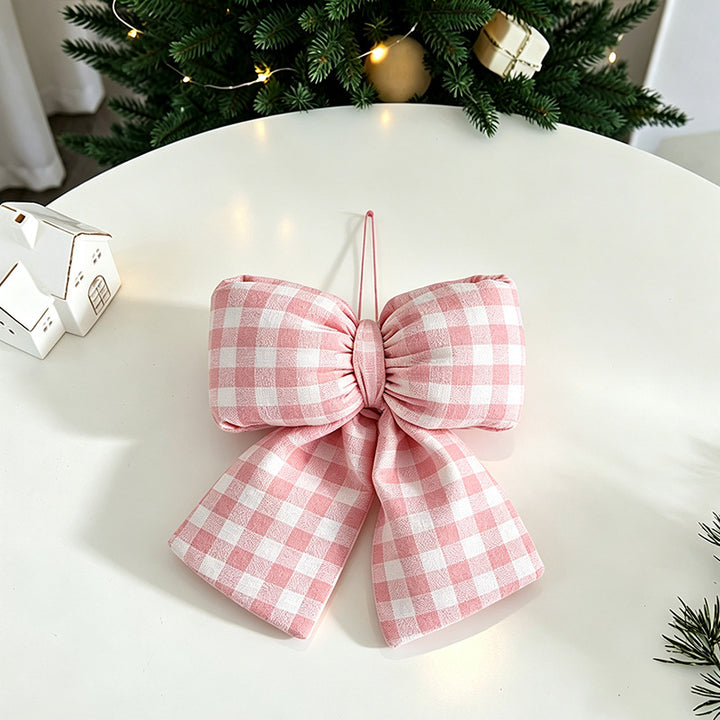Decorative Plaid Fabric Bow Ornament