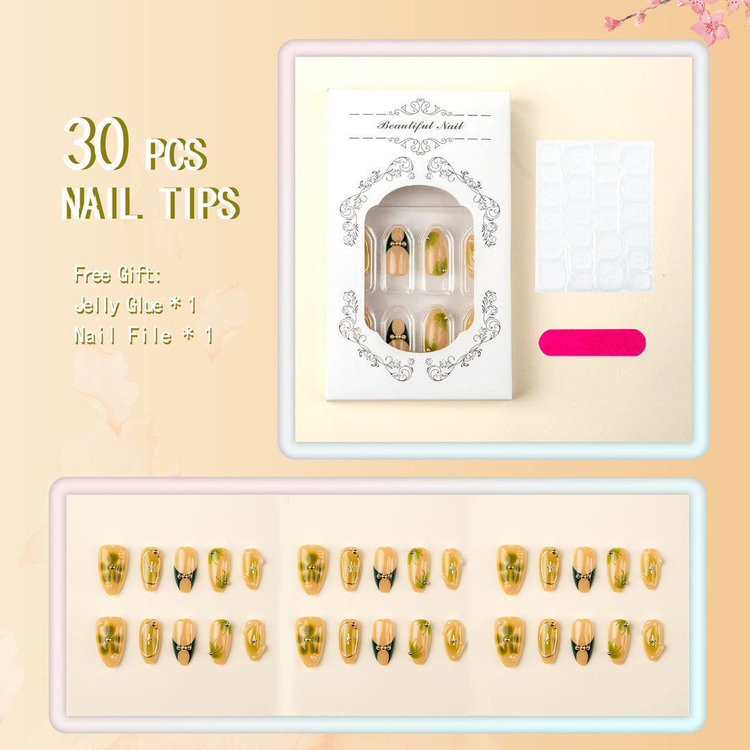 Artificial nail set with filigree floral accents Stornfield