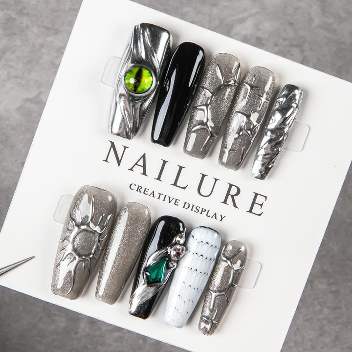 Creative Art Press-On Nail Set with Unique Textures