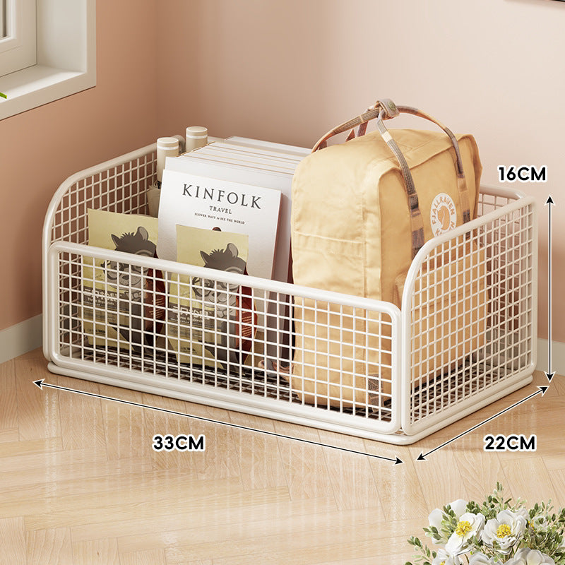 Low-Profile Metal Wire Under-Desk Rolling Storage Bin with Grid Panels