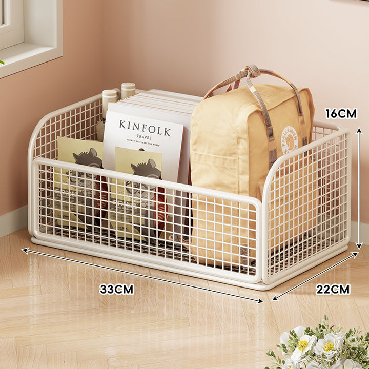Low-Profile Metal Wire Under-Desk Rolling Storage Bin with Grid Panels