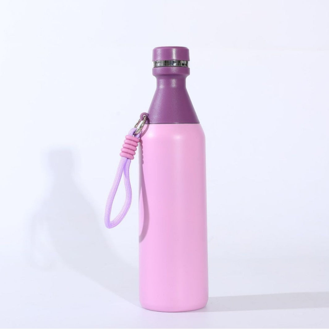 Ladies insulated stainless steel drinking bottle with practical carrying handle Stornfield