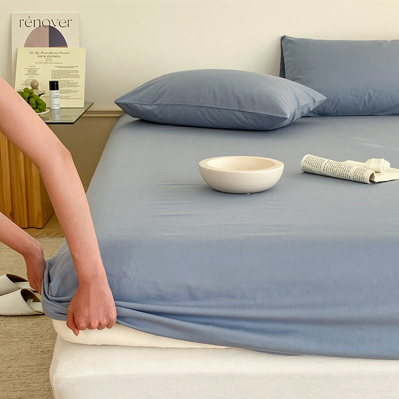 Deep-Pocket Elasticized Fitted Sheet Set with Sateen-Feel Pillowcases