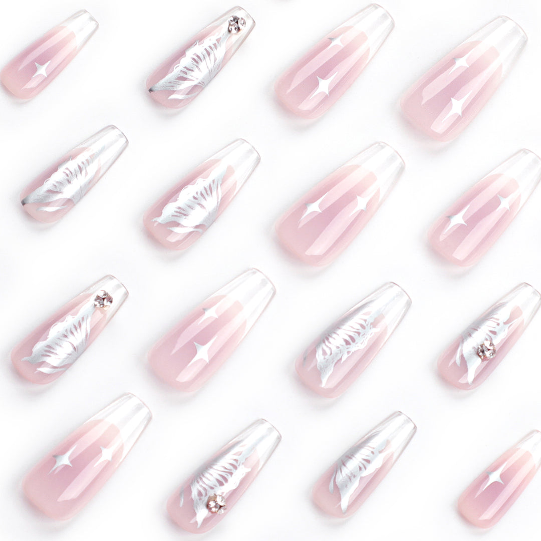 Artistic Nail Extensions with Elegant Floral Design Stornfield