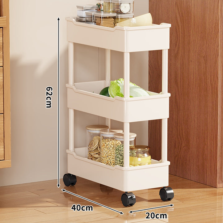 Narrow Four-Tier Rolling Kitchen Storage Cart Organizer with Deep Removable Trays