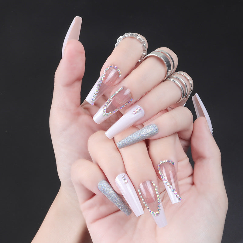 Rhinestone-Embellished Long Press-On Nails Stornfield