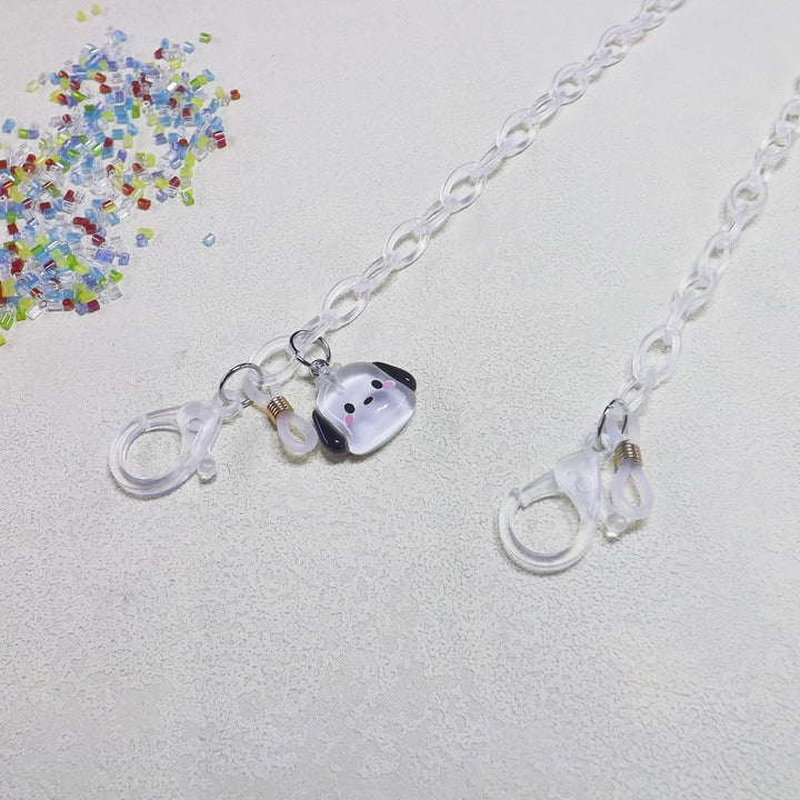 Playful glasses holder chain made of transparent material Stornfield