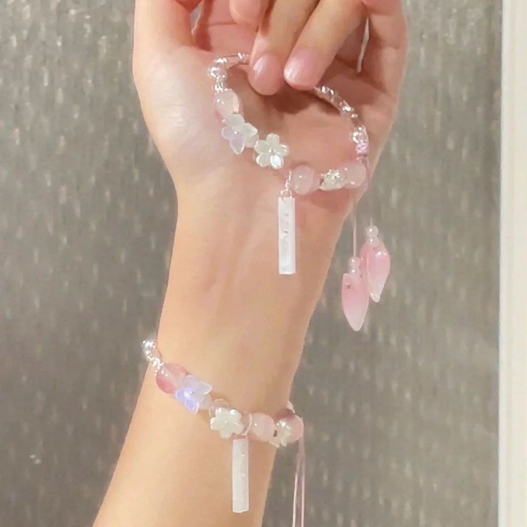 Floral Beaded Charm Bangle Bracelet Stornfield